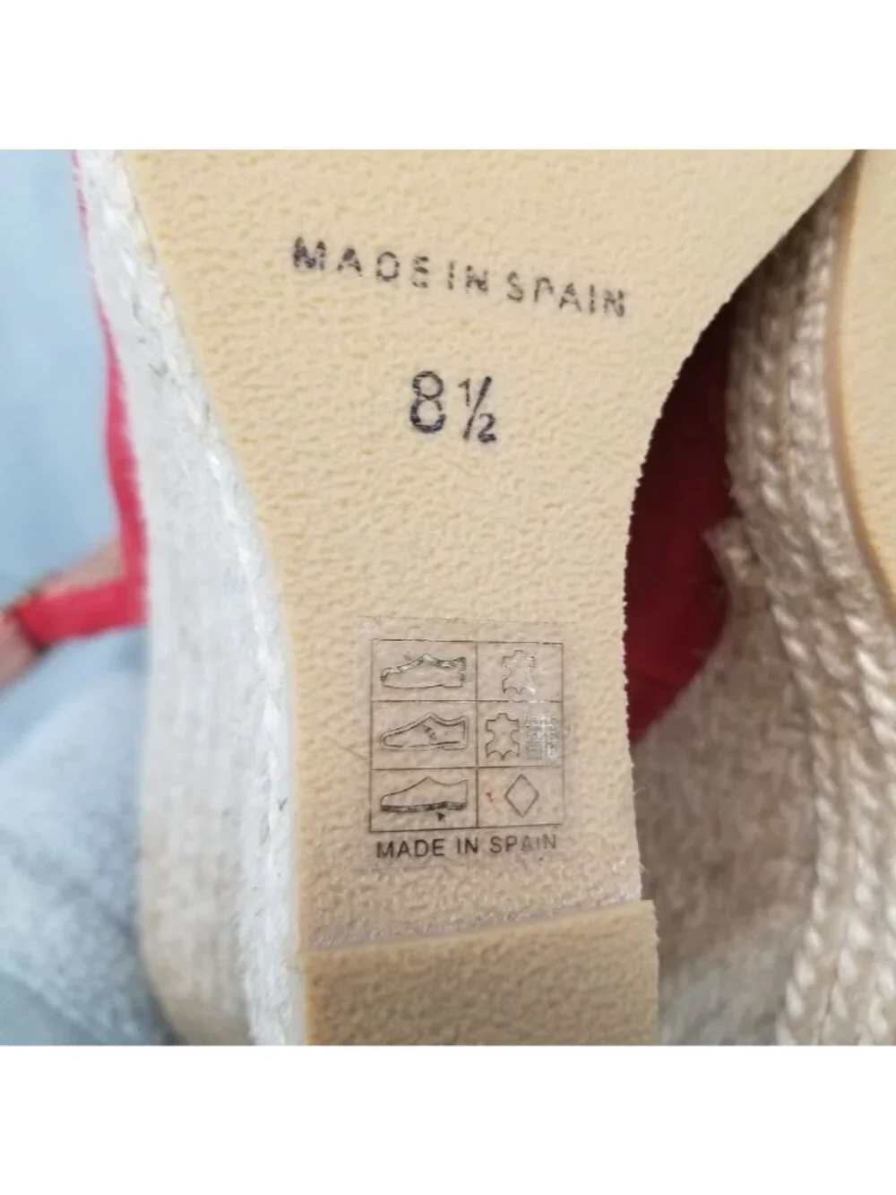Andre Assous Shoes Womens Size 8.5 Red Leather Espadrille Slingback Wedge